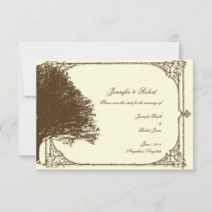 Reserve A Data Casamento de Chocolate e Ecru Filigree Salvar a Da