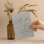 Reserve A Data Casamento de Cinzas de Caligrafia Mínima Moderna<br><div class="desc">Anuncie as boas notícias em estilo com esta elegante salva o cartão de data com elegante caligrafia. O verso oferece mais espaço para quaisquer detalhes adicionais que você queira fornecer aos seus convidados.</div>