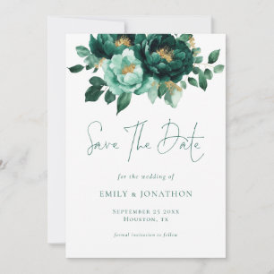Reserve A Data Casamento de Código QR das Flores Douradas Esmeral