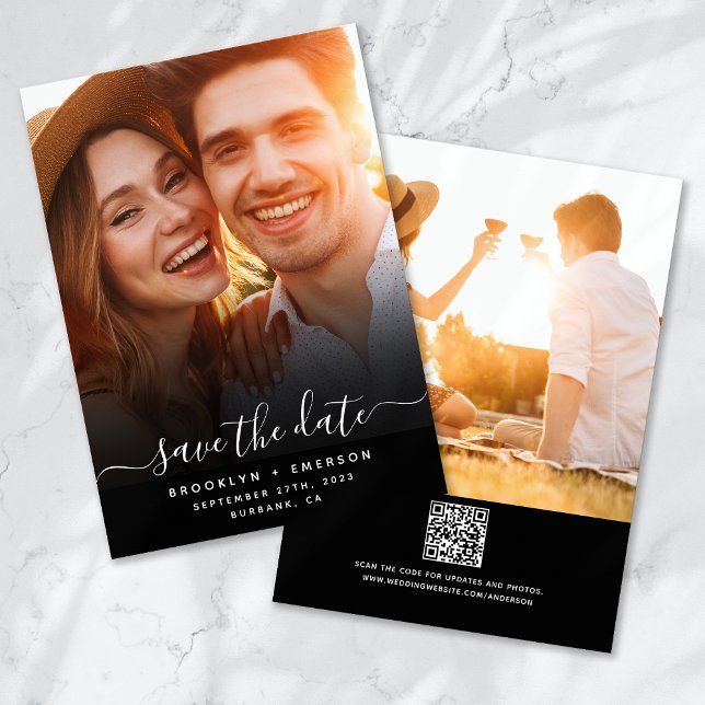 Reserve A Data Casamento de Código QR de Foto de Script de Caligr (Criador carregado)