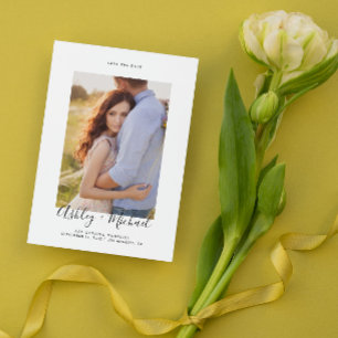 Reserve A Data Casamento de Código QR de Foto Elegante Simples