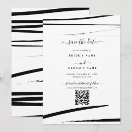 Reserve A Data Casamento de Código QR do Abstrato de Branco Negro