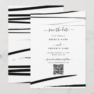 Reserve A Data Casamento de Código QR do Abstrato de Branco Negro