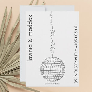 Reserve A Data Casamento de Código QR preto e branco com Bola de