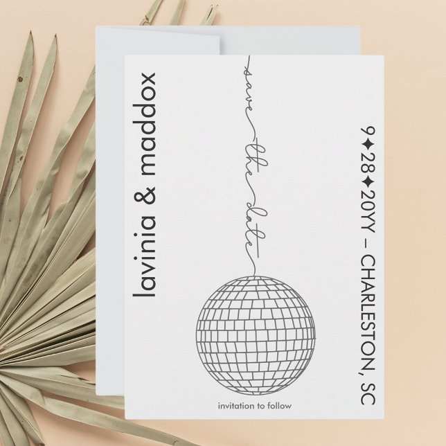 Reserve A Data Casamento de Código QR preto e branco com Bola de  (Disco with a simple touch with a hand drawn feel in black and white)