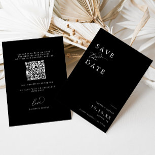 Reserve A Data Casamento de Código Qr Preto e Branco Elegante