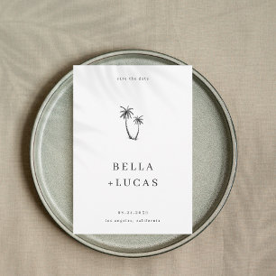 Reserve A Data Casamento de Código QR Tropical de Palma Desenhada