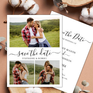 Reserve A Data Casamento de Colagem de Fotografias Minimalista de