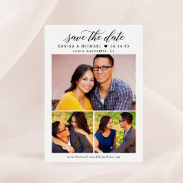 Reserve A Data Casamento de Colagem de Fotos de Script de Caligra