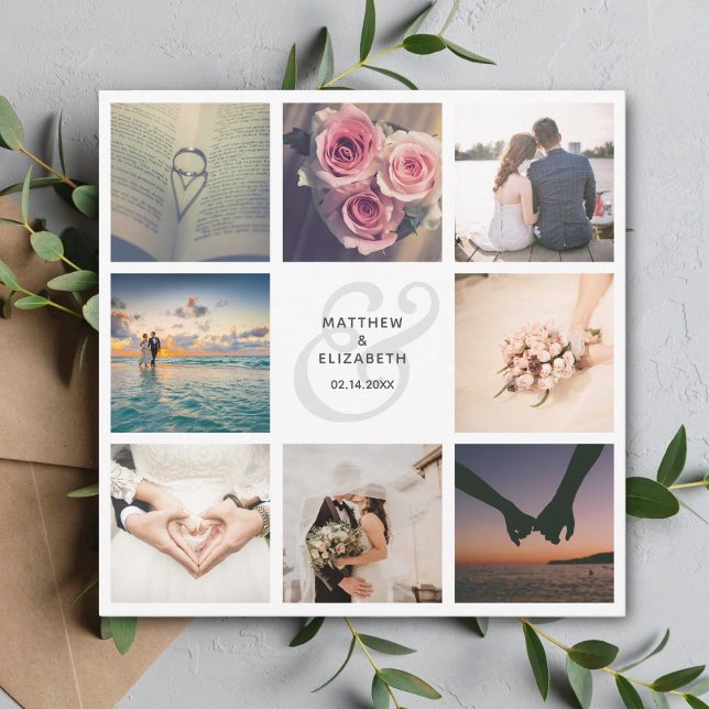 Reserve A Data Casamento de Colagem de Fotos em Ampersand Preto e (Criador carregado)