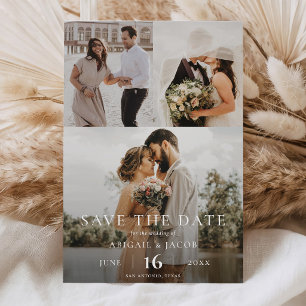 Reserve A Data Casamento de Colagem de Fotos Moderno e Elegante