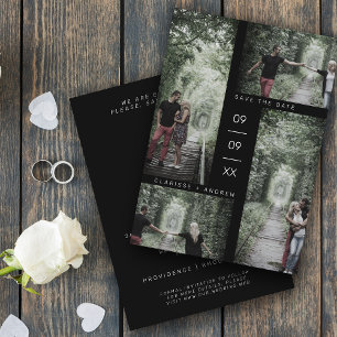 Reserve A Data Casamento de Colagem de Quatro Fotos Modernas Mini