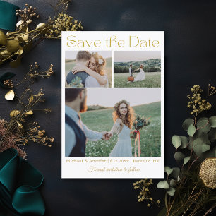 Reserve A Data casamento de colagem fotográfica elegante e modern
