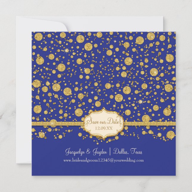 Reserve A Data Casamento de Confetti com Glitter Glitter Dourado  (Frente)
