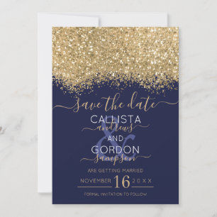 Reserve A Data Casamento de Confetti, Dourado Marinho de luxo mod