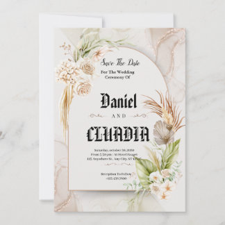 Reserve A Data Casamento de cor de água de flor e creme