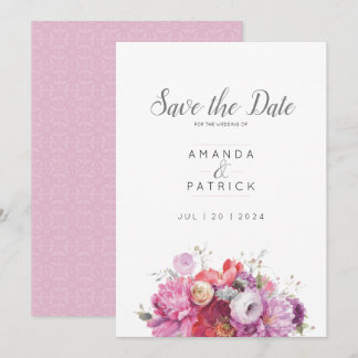 Reserve A Data Casamento de Cor Flórida Floral de Verão Rosa