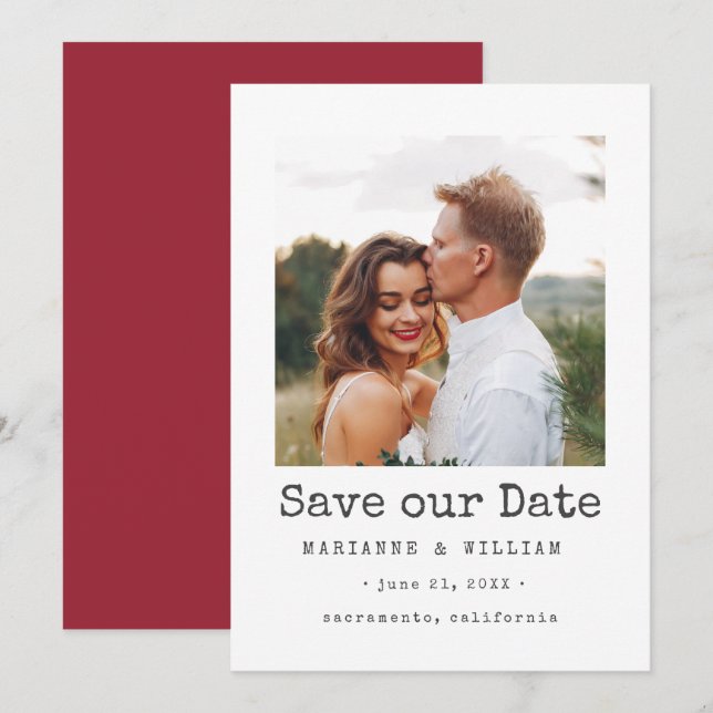 Reserve A Data Casamento de Cranberry SQUARE Photo salvar a data (Frente/Verso)