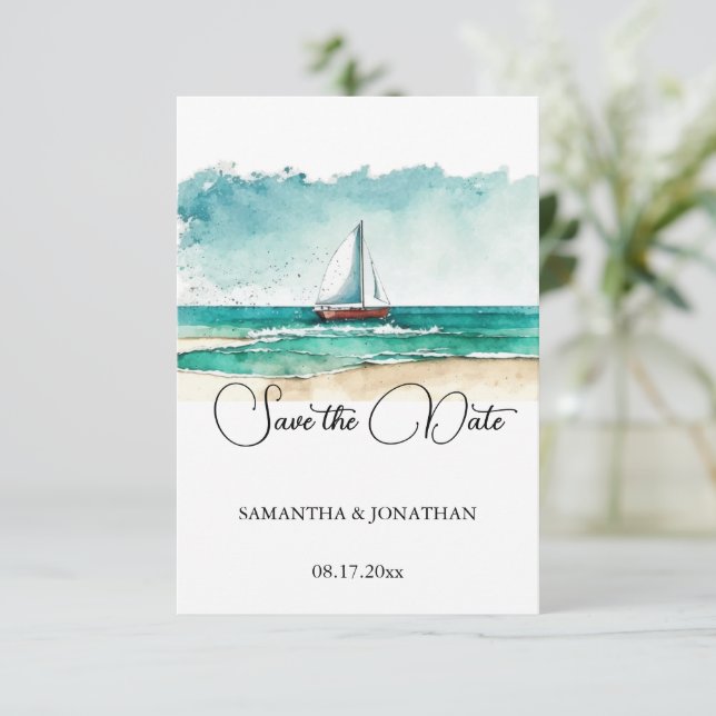 Reserve A Data Casamento de cruzeiro, aquarela minimalista modern (Em pé/Frente)