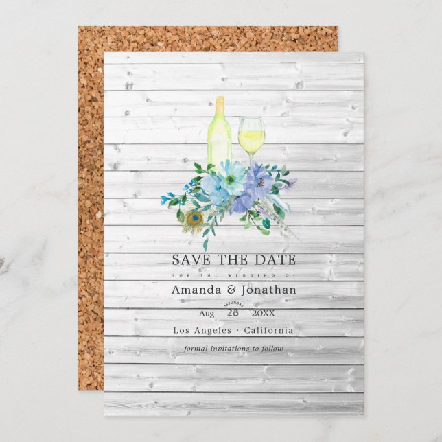 Reserve A Data Casamento de Degustação de Vinho Boho Hortelã Rúst (Frente/Verso)