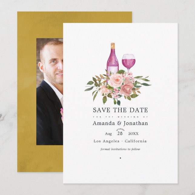 Reserve A Data Casamento de Degustação de Vinho com Tonalidade Fl (Frente/Verso)