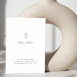 Reserve A Data Casamento de Desenho Botânico Floral Branco Minima