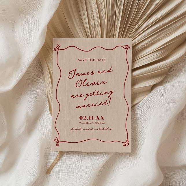 Reserve A Data Casamento De Desenho De Mão Vermelha Quente (Criador carregado)