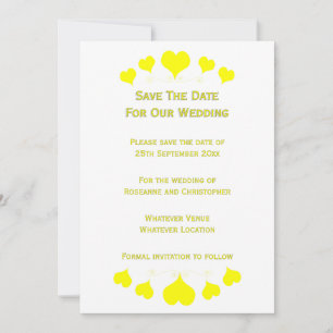 Reserve A Data Casamento de Design Corações Amarelos