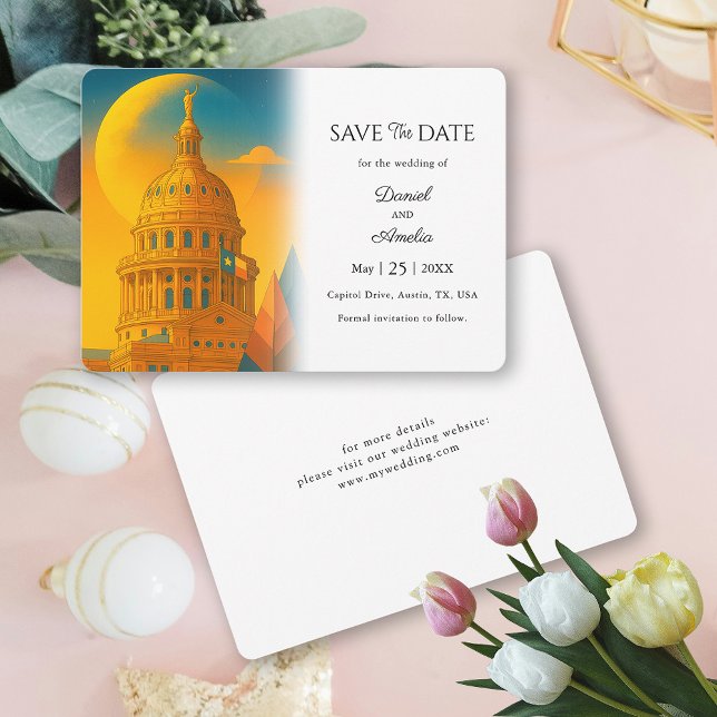 Reserve A Data Casamento de destino Austin Texas Salve a data (Austin Texas Destination Save the Date)