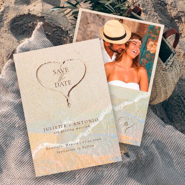Reserve A Data Casamento de Destino Boho Chic Areia Coração  (Criador carregado)