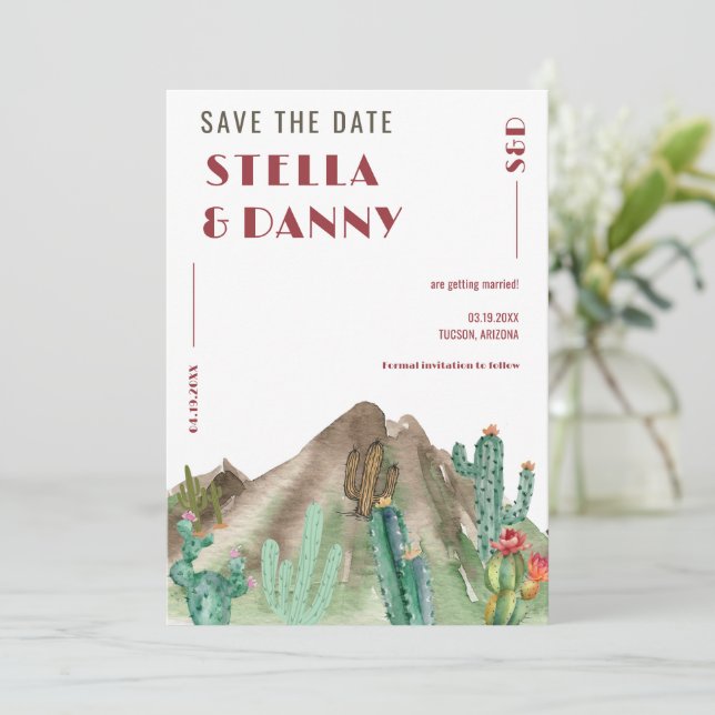 Reserve A Data Casamento de destino Boho Deserto Cactus Arizona (Em pé/Frente)