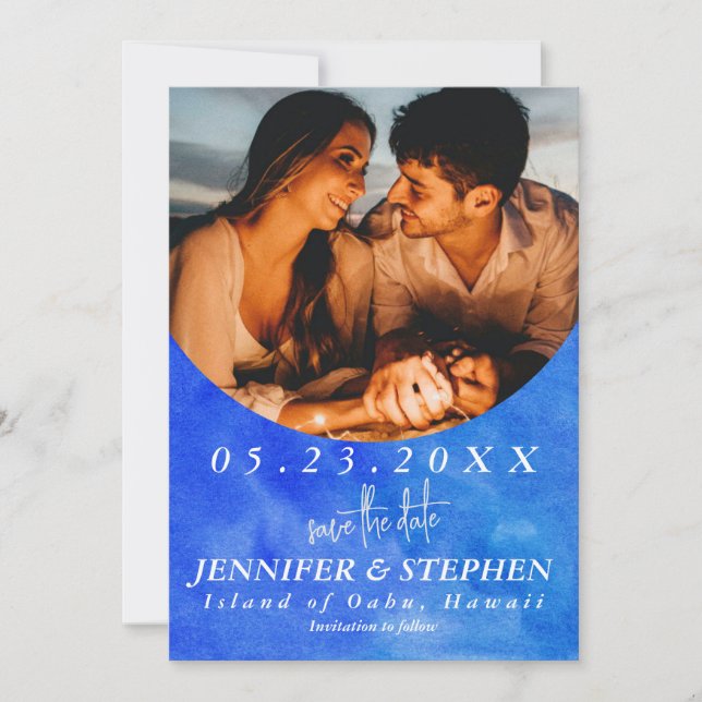 Reserve A Data Casamento de Destino Chic de Praia do Oceano Azul  (Frente)