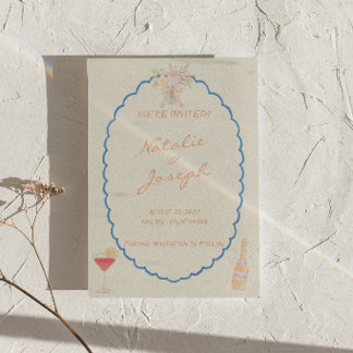 Reserve A Data Casamento de Destino com Arte Retro Nova Mão Desen