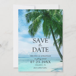 Reserve A Data Casamento de Destino da Árvore Tropical de Praia