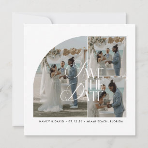 Reserve A Data Casamento de Destino de Praia com Colagem de Fotos