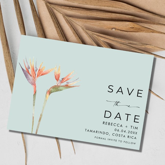 Reserve A Data Casamento de Destino de Praia do Paraíso (Bird of Paradise Beach Destination Wedding Save The Date)