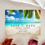 Reserve A Data Casamento de Destino de Praia Grand Cayman<br><div class="desc">Cena de praia tropical com casamento de palmeiras,  salvo as datas para o seu casamento de destino,  ilha ou praia nas ilhas Grand Cayman. Este convite pode ser usado para o local de sua escolha,  simplesmente mude a redação do modelo para o ajustado das suas necessidades.</div>