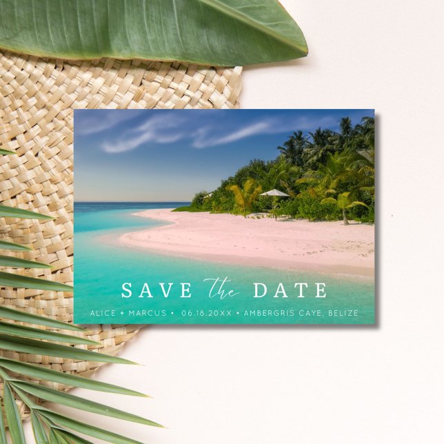 Reserve A Data Casamento de Destino de Praia Salve a Data (Beach Destination Wedding Save the Date)