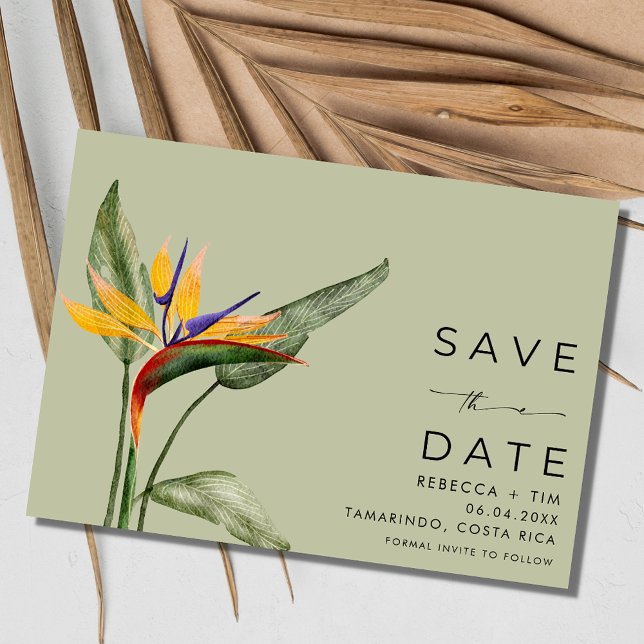 Reserve A Data Casamento de Destino de Praia Tropical Floral (Tropical Floral Beach Destination Wedding Save The Date)