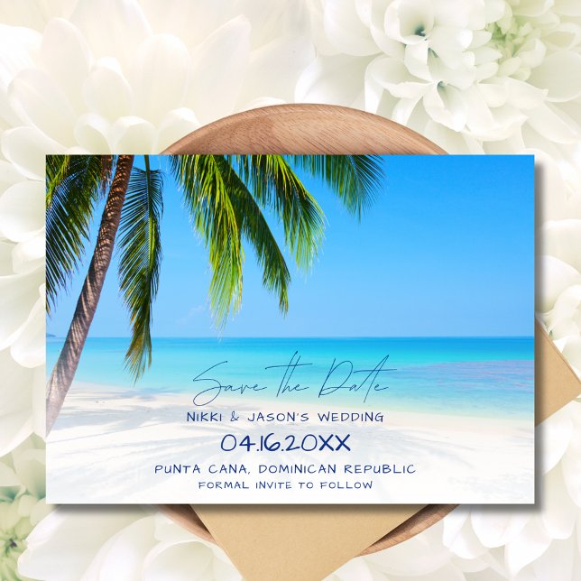 Reserve A Data Casamento de Destino de Praia Tropical Salvar a Da (Tropical Beach Destination Wedding Save the Date)