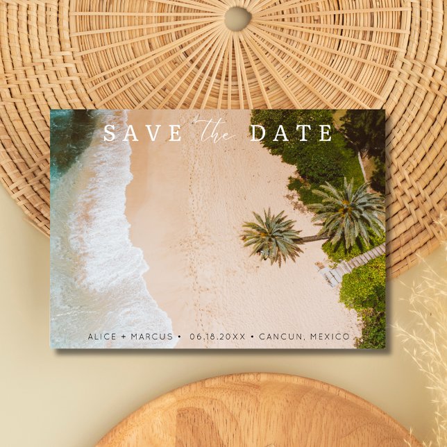 Reserve A Data Casamento de Destino de Praia Tropical Salvar a Da (Tropical Beach Destination Wedding Save the Date)