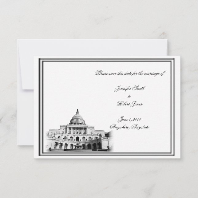 Reserve A Data Casamento de Destino de Washington DC Salvar a Dat (Frente)