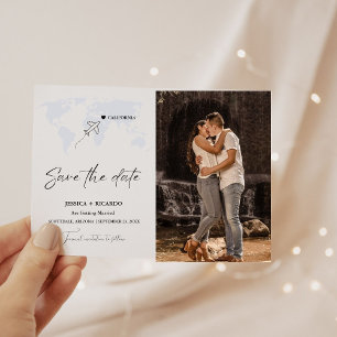Reserve A Data Casamento de destino em azul empoeirado Salve a da
