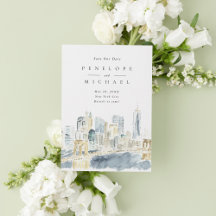 Casamento de Destino em Nova York EUA aquarela