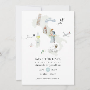 Reserve A Data Casamento de destino italiano em aquarela