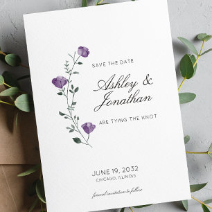 Reserve A Data Casamento de Detalhe Floral Moderno Minimalista
