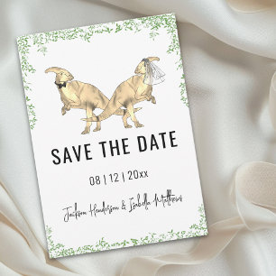 Reserve A Data Casamento de Dinossauro Fofo Salva a Data em Verde