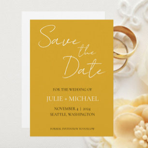 Reserve A Data Casamento de Estilo Simples Amarelo Dourado