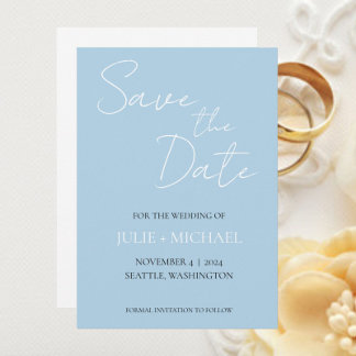 Reserve A Data Casamento de Estilo Simples Azul Claro