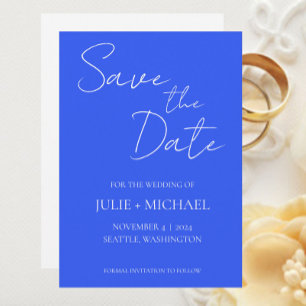 Reserve A Data Casamento de Estilo Simples Azul Real